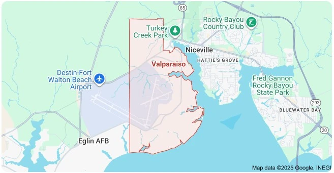 Map of Valparaiso, Florida