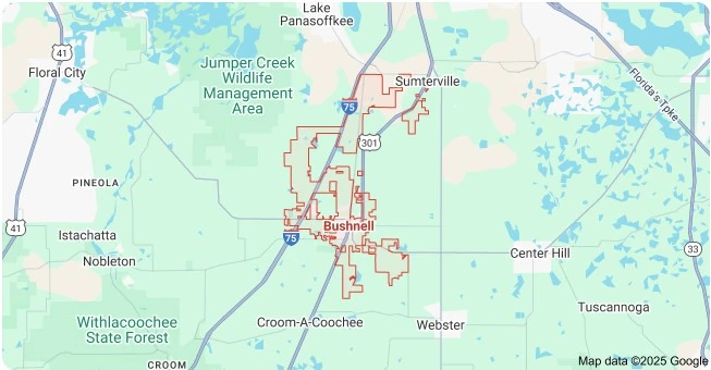 Map of Bushnell, Florida