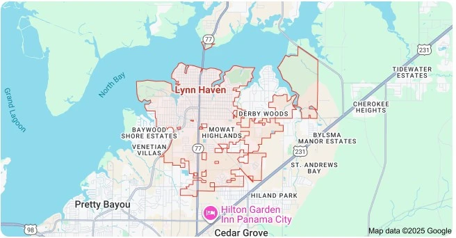 Map of Lynn Haven, Florida