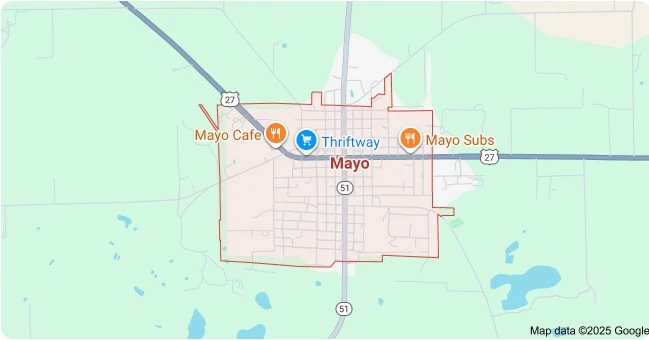 Map of Mayo, Florida