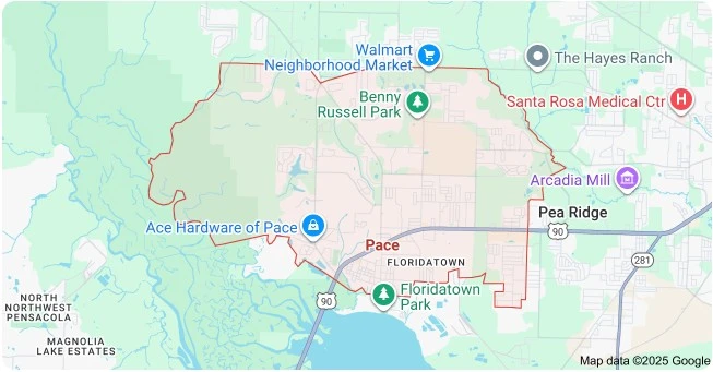 Map of Pace, Florida