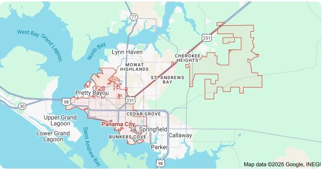 Map of Panama City Beach, Florida
