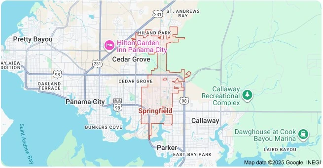 Map of Springfield, Florida