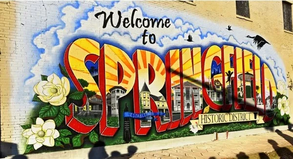 Image of a mural serving as the welcome sign for Springfield, Florida