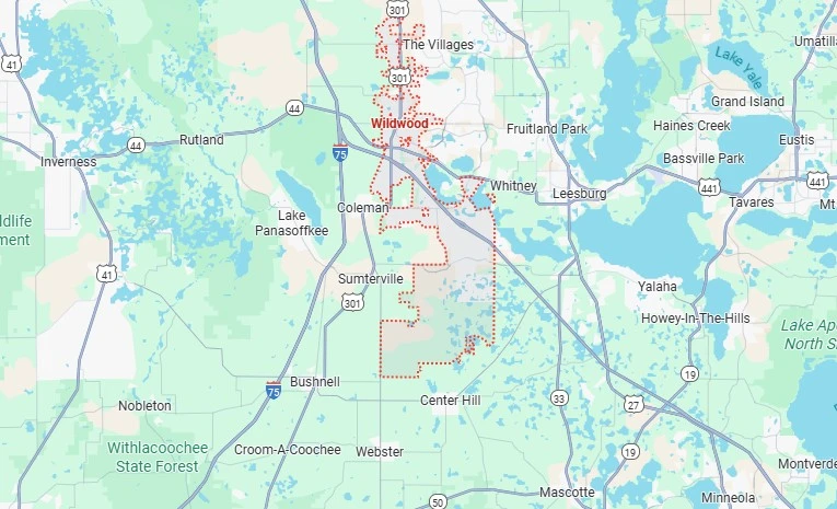 Map of Wildwood, Florida