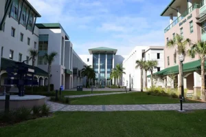 Florida Gulf Coast University FGCU campus Estero Florida upscale suburban university town retirement 10,100 seniors