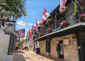 Historic Downtown St. Augustine, cobblestone streets and colonial architecture