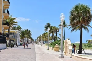 Hollywood Beach Broadwalk Florida famous 2.5-mile oceanfront promenade middle-class coastal retirement 31,000 seniors