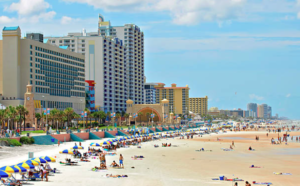 World-famous Daytona Beach Florida hard-packed sand drive-on beach iconic Atlantic Coast working-class retirement 15300 seniors